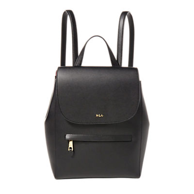 Lauren Ralph Lauren Ellen Leather Backpack, Black/Crimson